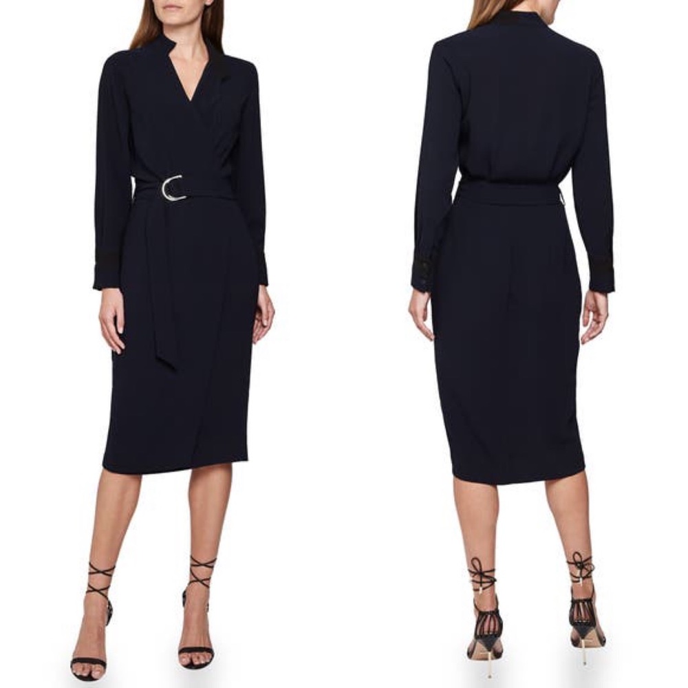 REISS Francis Long Sleeve Tux Shirtdress New 4